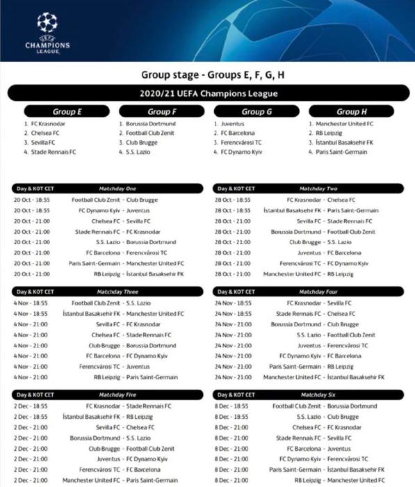 歐冠小組賽完整賽程：巴薩尤文兩回合噱頭十足